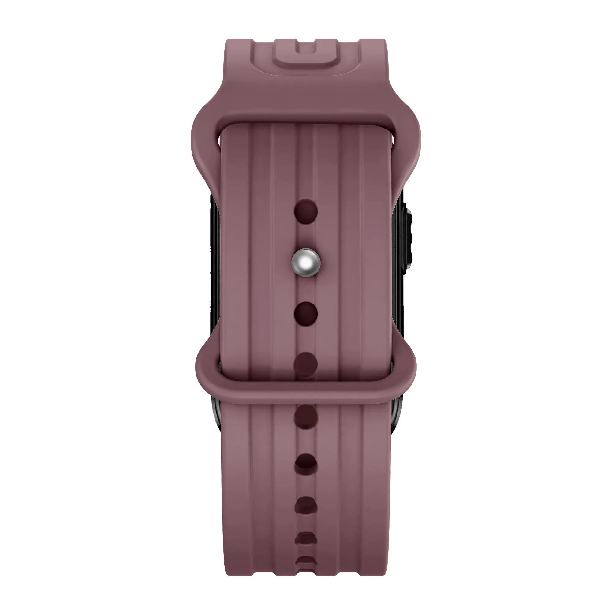Silicone Strap 'Classic', light plum, on a watch, direct front view