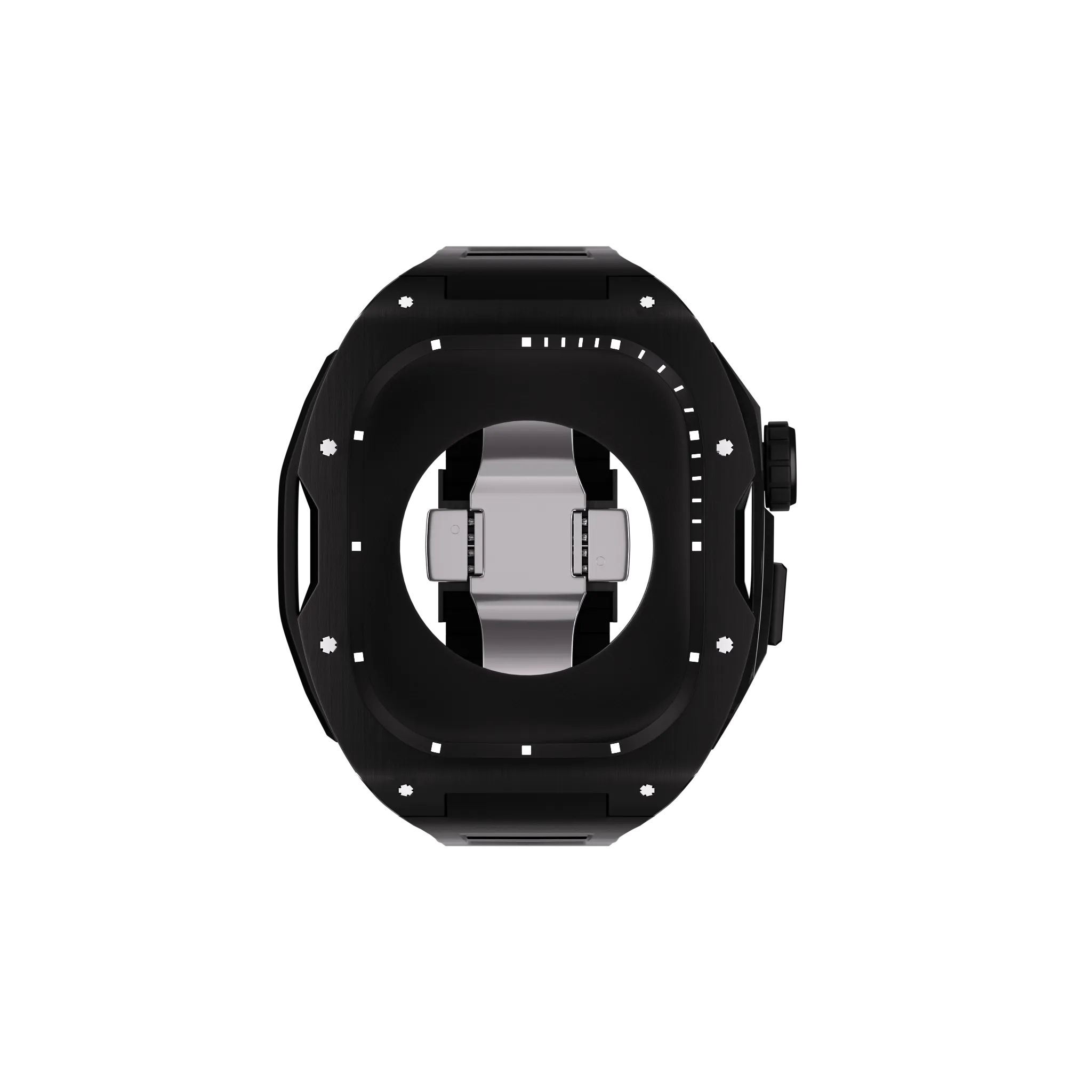 Reqior Apple Watch 45mm case met rubberen band (Zwart)