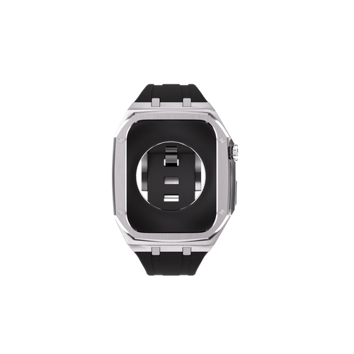 Reqior Apple Watch 45mm Metal Case with Rubber Strap (Silver)