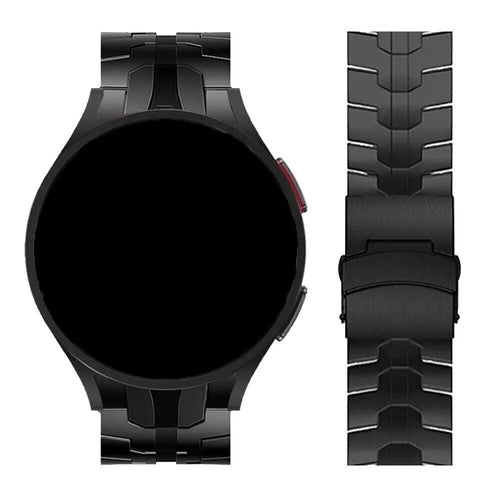 Steel Iron Strap, black, on a watch, direct front view