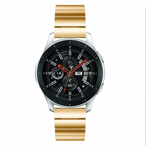 Premium Metal Strap, gold, on a watch, direct front view