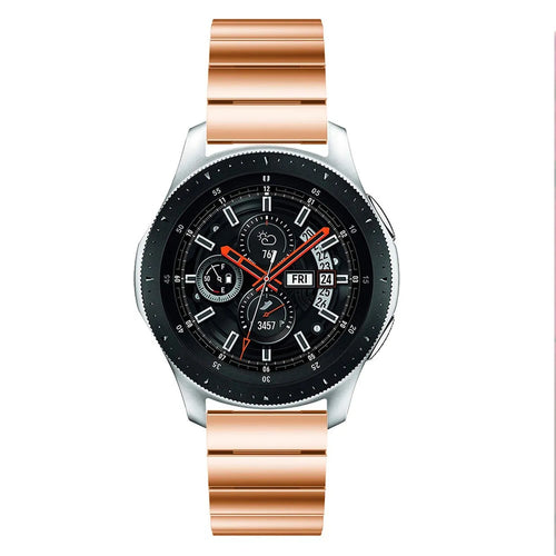 Premium Metal Strap, rose gold, on a watch, direct front view