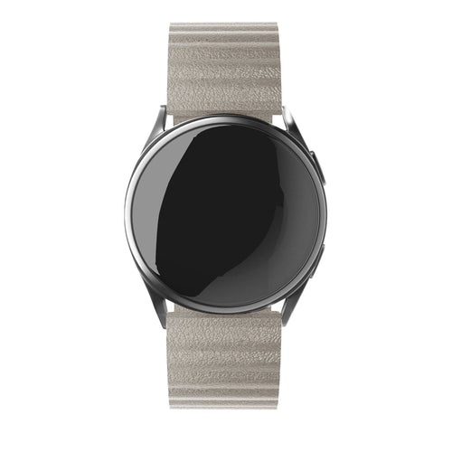 Leather Loop Strap, khaki, on a watch, direct front view