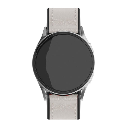 Leather Hybrid Strap, white, on a watch, direct front view