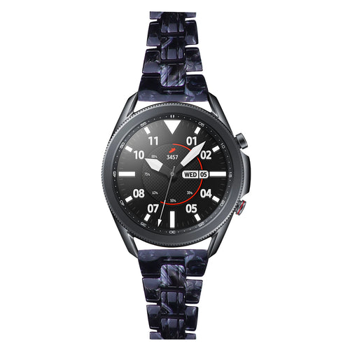 Metal Resin Strap, black/white, on a watch, direct front view