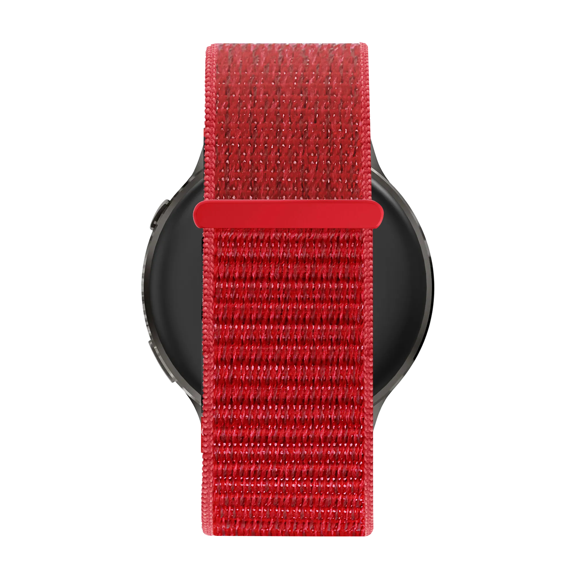 Nylon Loop Strap, red, on a watch, direct front view