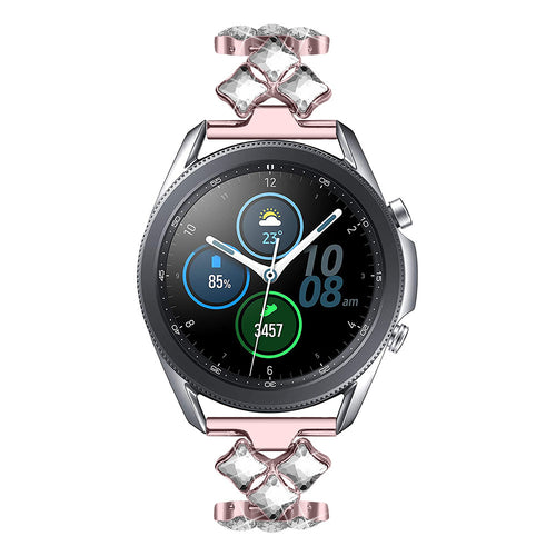 Steel Diamond Strap, pink, on a watch, direct front view
