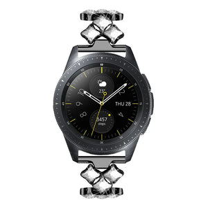 Steel Diamond Strap, black, on a watch, direct front view