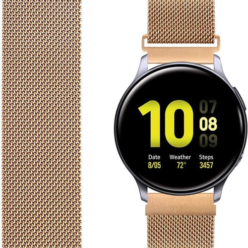 Milanese Strap, rose gold, on a watch, direct front view