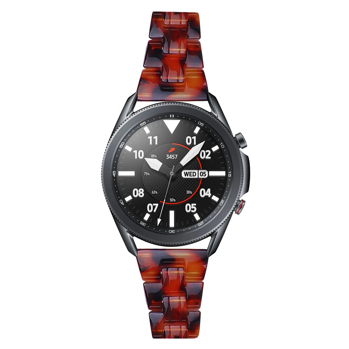 Metal Resin Strap, lava, on a watch, direct front view