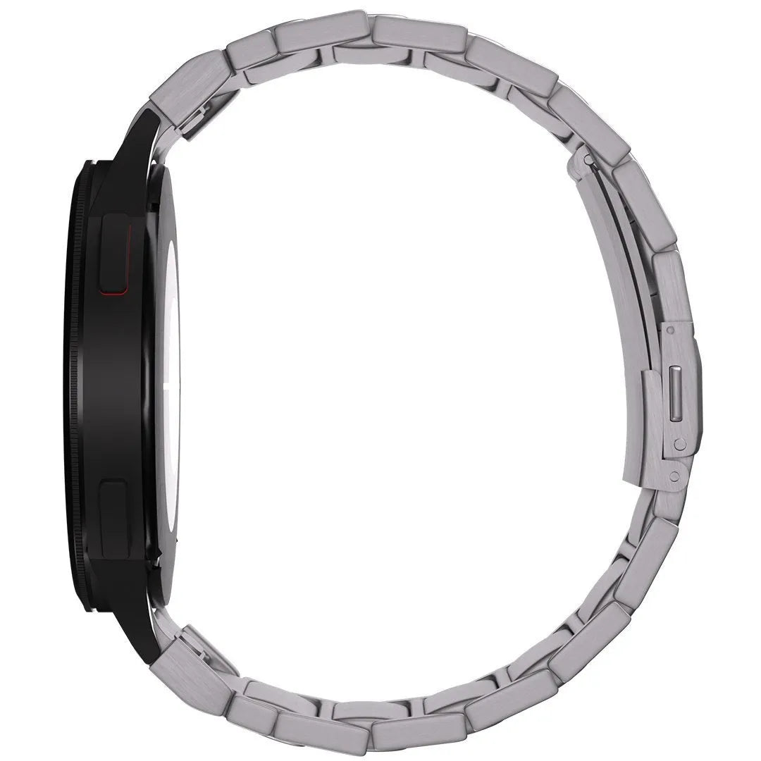 Titanium Strap 'One Push', silver, on a watch, direct front view