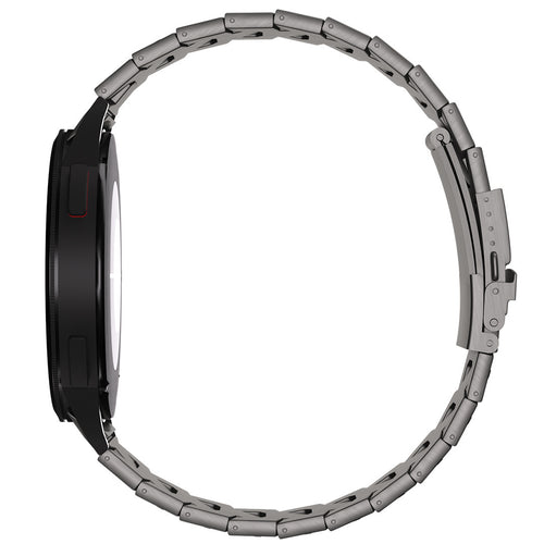 Titanium Strap 'Iron', graphite, on a watch, direct front view