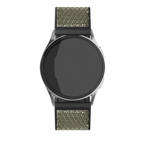 Nylon Hybrid Strap, green, on a watch, direct front view