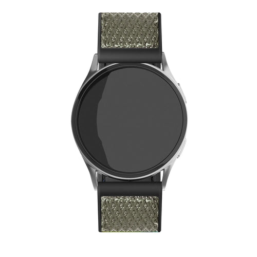 Nylon Hybrid Strap, green, on a watch, direct front view