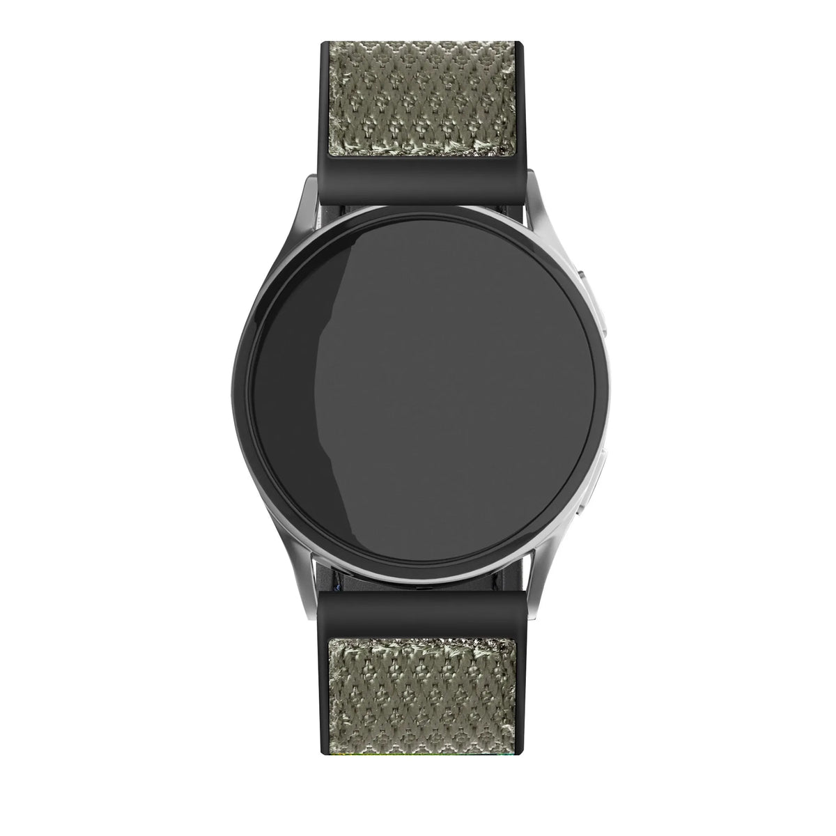 Nylon Hybrid Strap, green, on a watch, direct front view