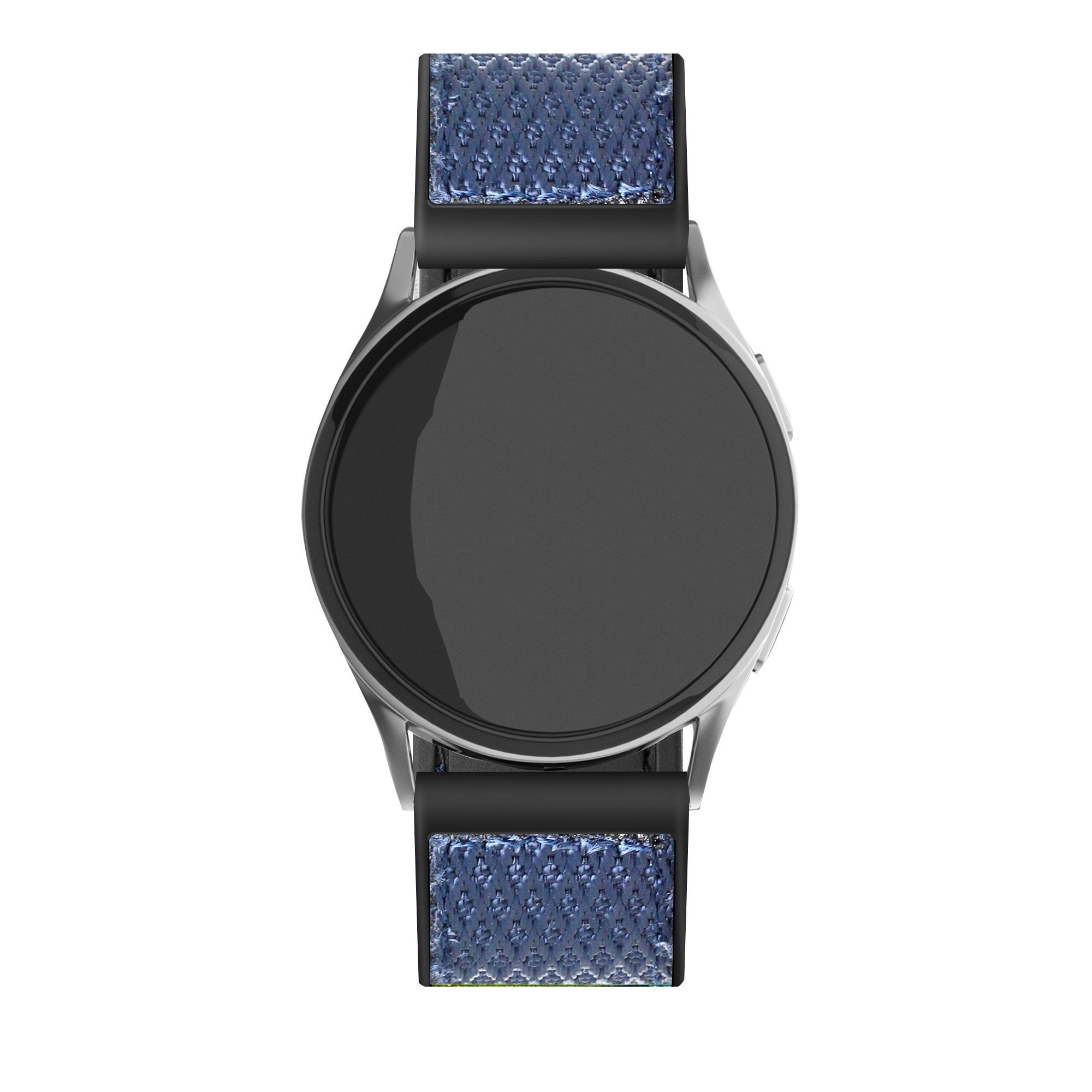 Nylon Hybrid Strap, blue, on a watch, direct front view