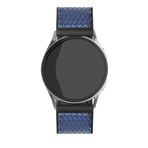 Nylon Hybrid Strap, blue, on a watch, direct front view