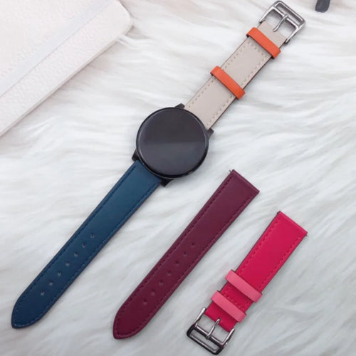 Leather Strap 'Duo', on a watch, direct front view