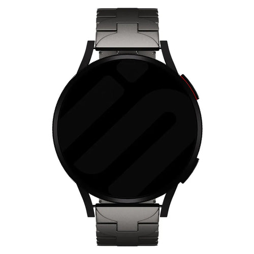 Butterfly Titanium Strap, graphite, on a watch, direct front view