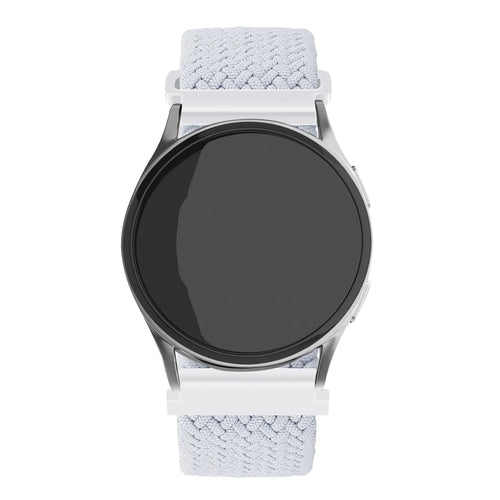 Nylon Adjustable Braided Strap, white, on a watch, direct front view