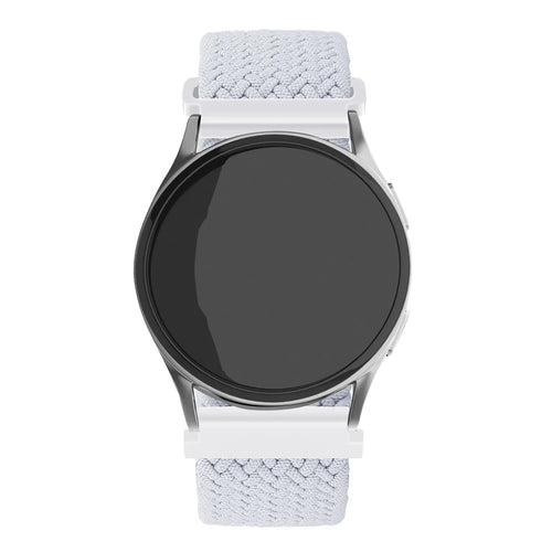 Nylon Adjustable Braided Strap, white, on a watch, direct front view