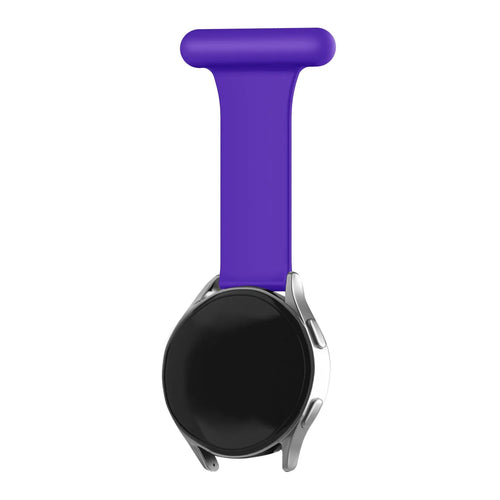 Silicone Nurse Fob, purple, on a watch, direct rear view