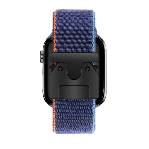 Nylon Strap 'Classic' P-Buckle, dark blue, on a watch, direct rear view