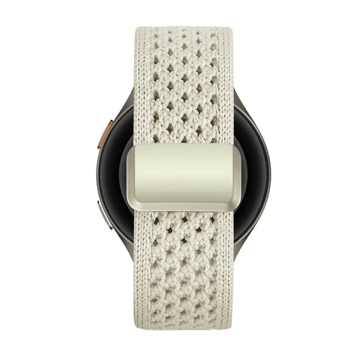Vintage Nylon Strap, starlight, on a watch, direct rear view