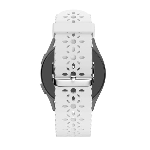 Patterned Silicone Strap, white, on a watch, direct rear view