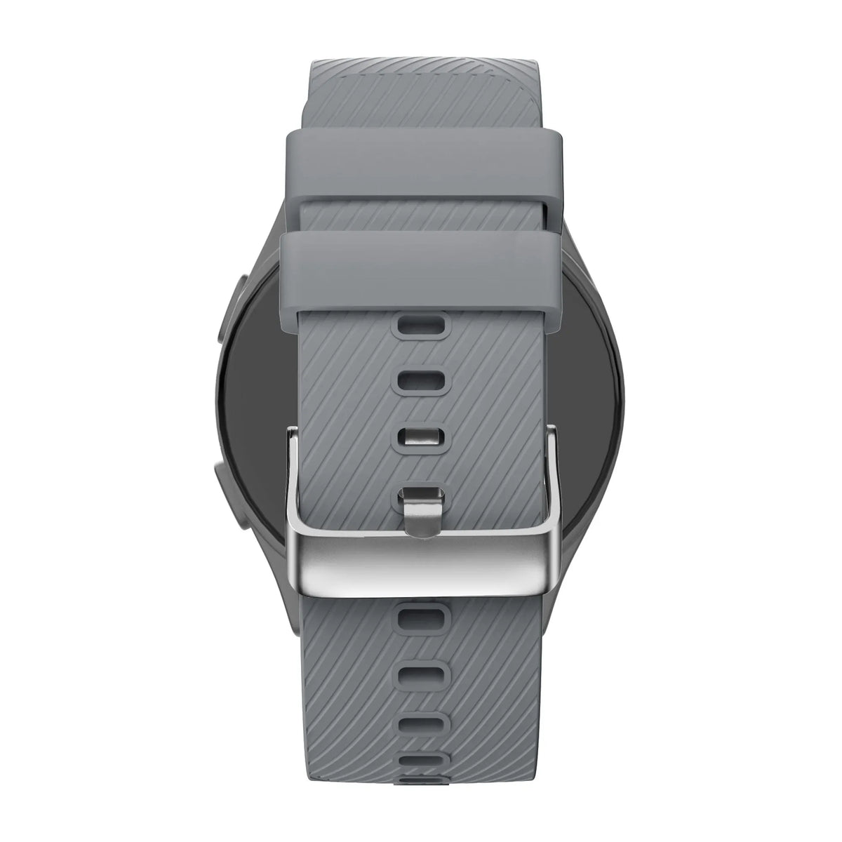 Silicone Strap 'Deluxe', grey, on a watch, direct rear view
