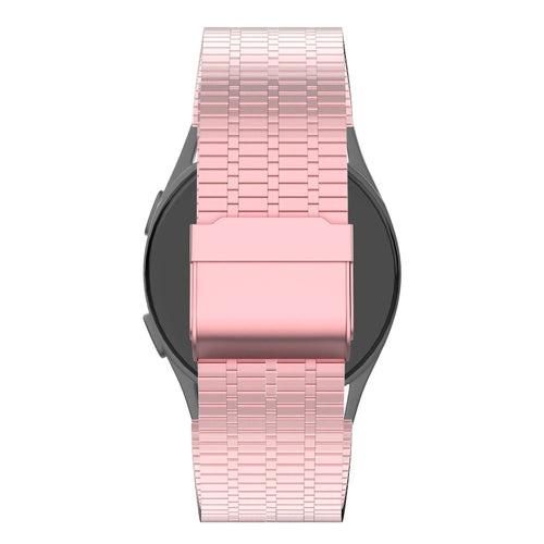 Adjustable Steel Strap, pink sand, on a watch, direct rear view