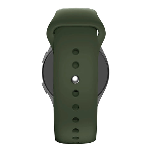 Silicone Sport Strap 'Deluxe', olive green, on a watch, direct rear view