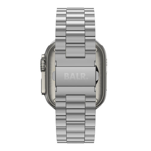 Titanium Strap, silver, on a watch, direct rear view