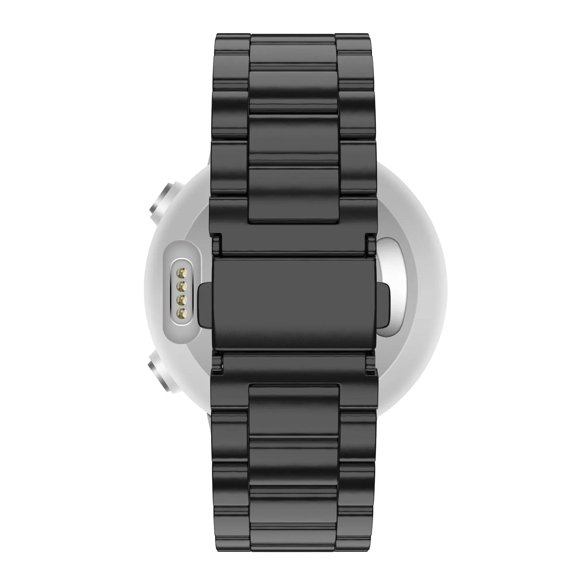 Steel Strap 'Classic', black, on a watch, direct rear view
