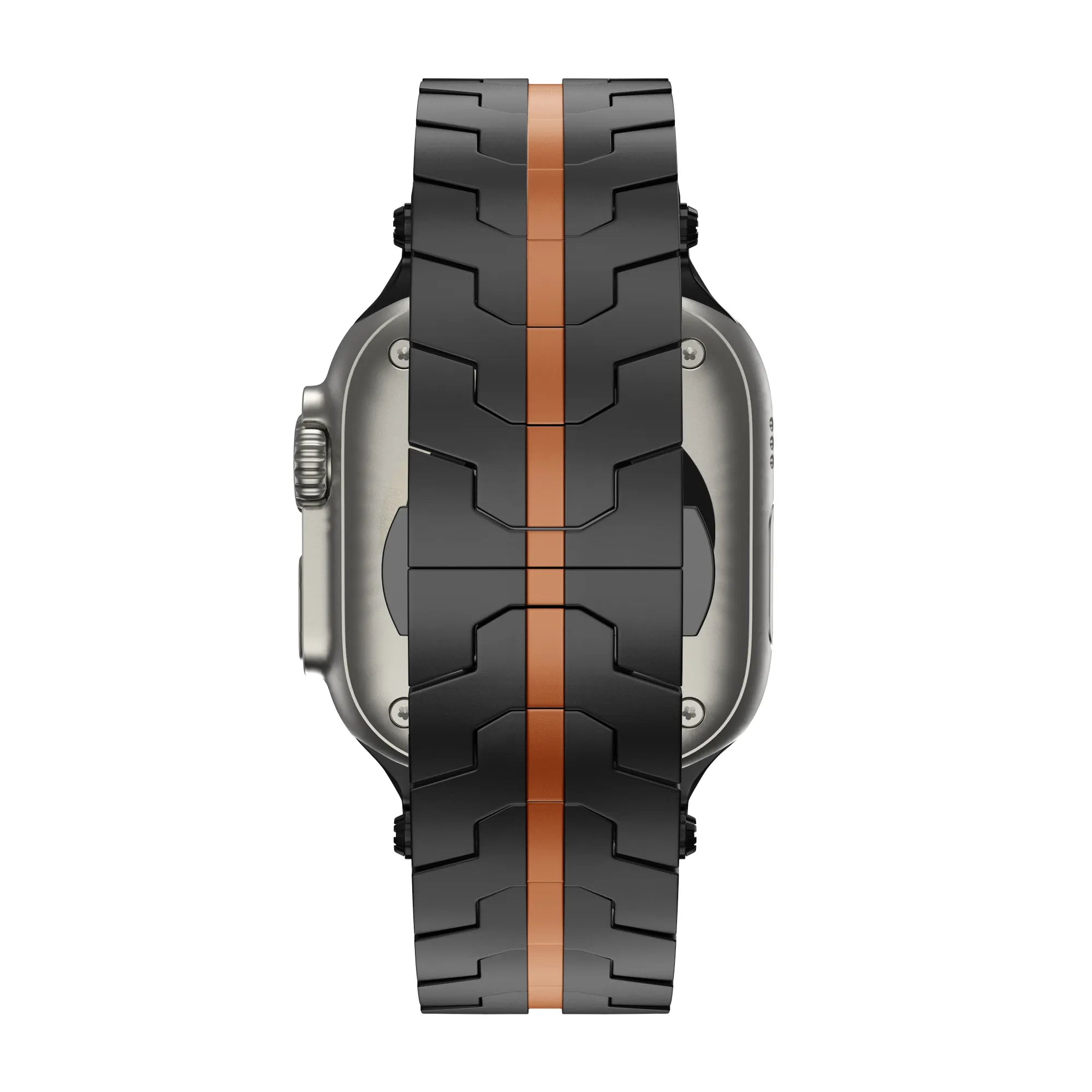 Bandz Apple Watch metalen grain band 'Deluxe' (zwart/oranje)