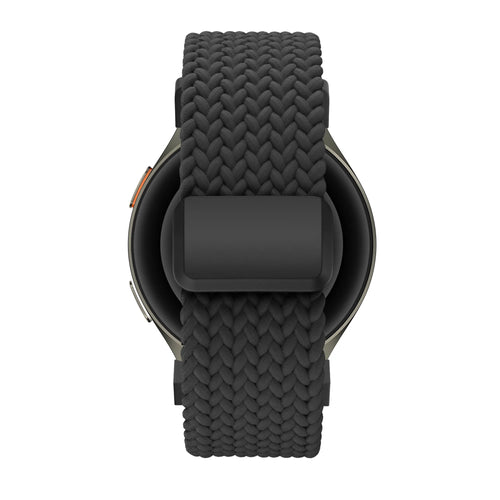 Nylon Braided Strap 'Easy Fit', black, on a watch, direct rear view