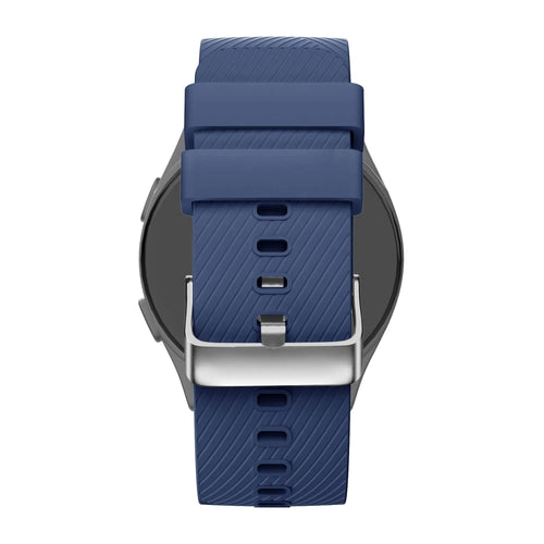 Silicone Strap 'Deluxe', dark blue, on a watch, direct rear view