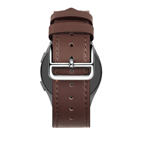 Leather Strap 'Deluxe', brown, on a watch, direct rear view