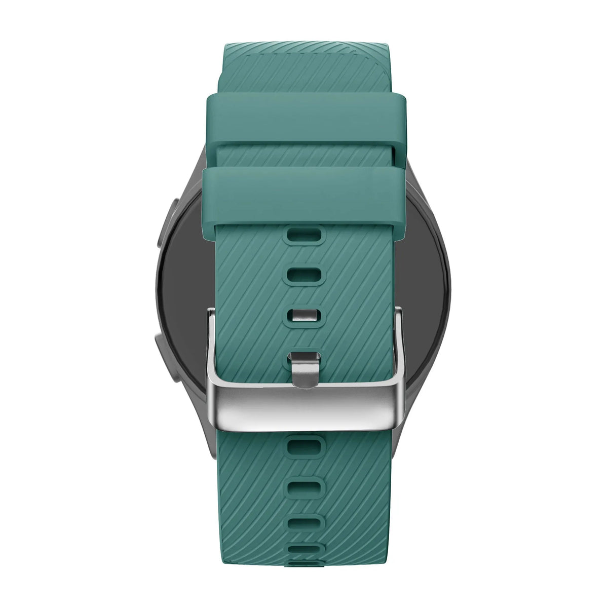 Silicone Strap 'Deluxe', viridian, on a watch, direct rear view