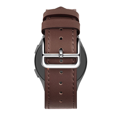 Leather Strap 'Deluxe', brown, on a watch, direct rear view