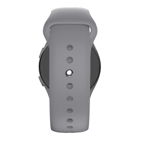 Silicone Sport Strap 'Deluxe', grey, on a watch, direct rear view