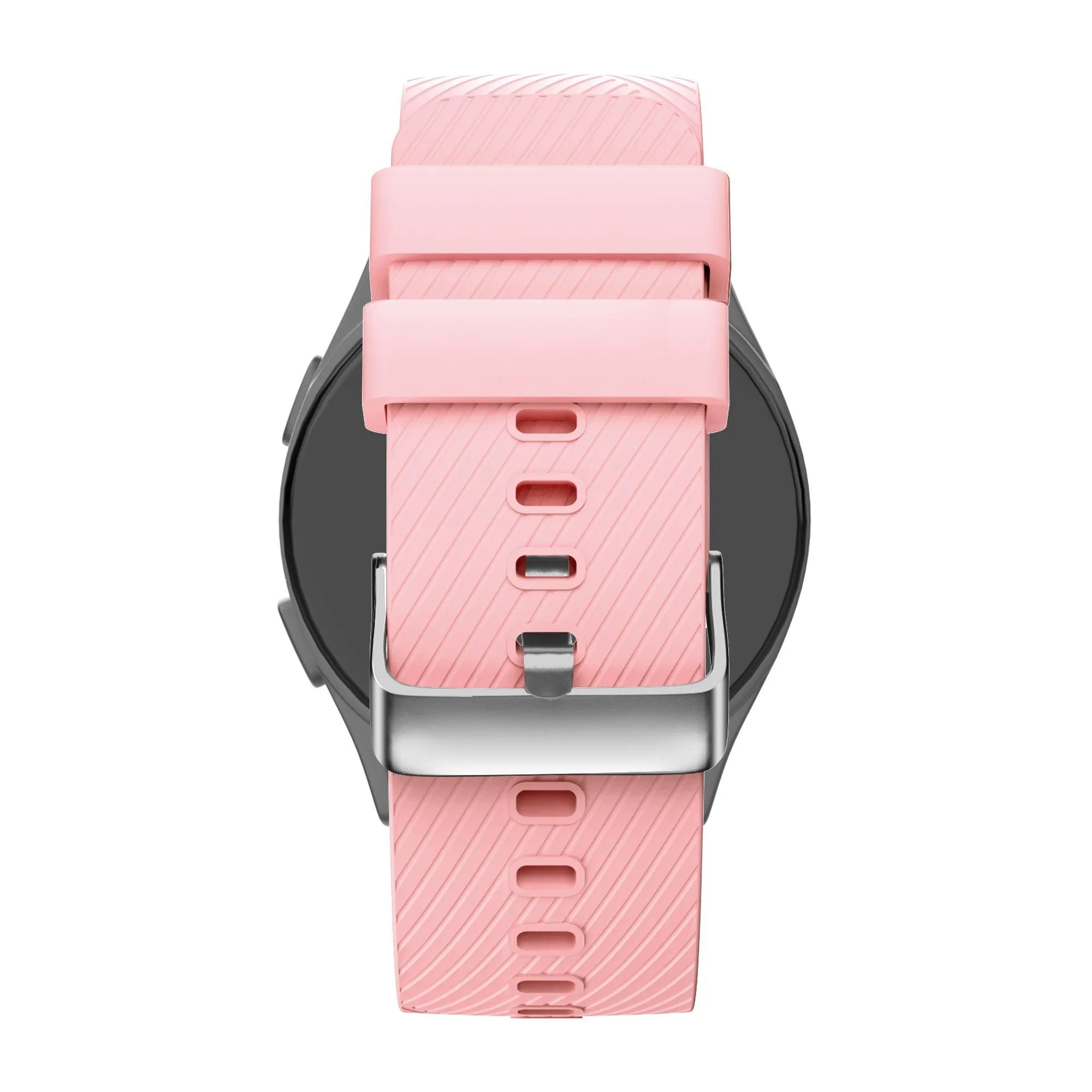 Silicone Strap 'Deluxe', pink, on a watch, direct rear view