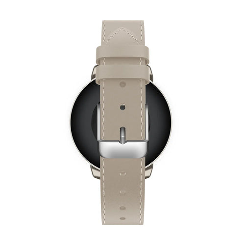 Leather Strap 'Classic', beige, on a watch, direct rear view
