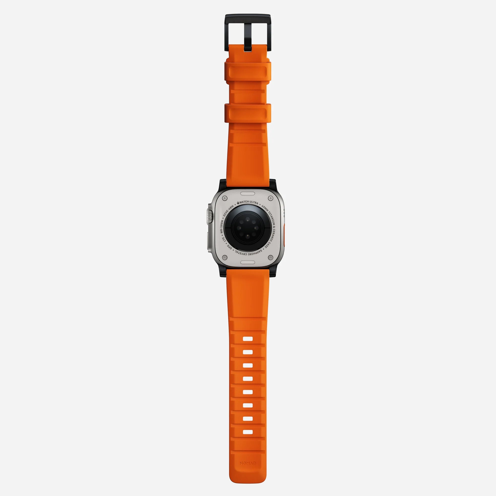 Nomad Rugged Apple Watch siliconen bandje (zwart/ultra orange)