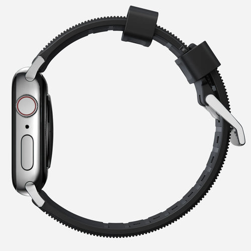 Nomad Rugged Apple Watch siliconen bandje (zwart/zilver)