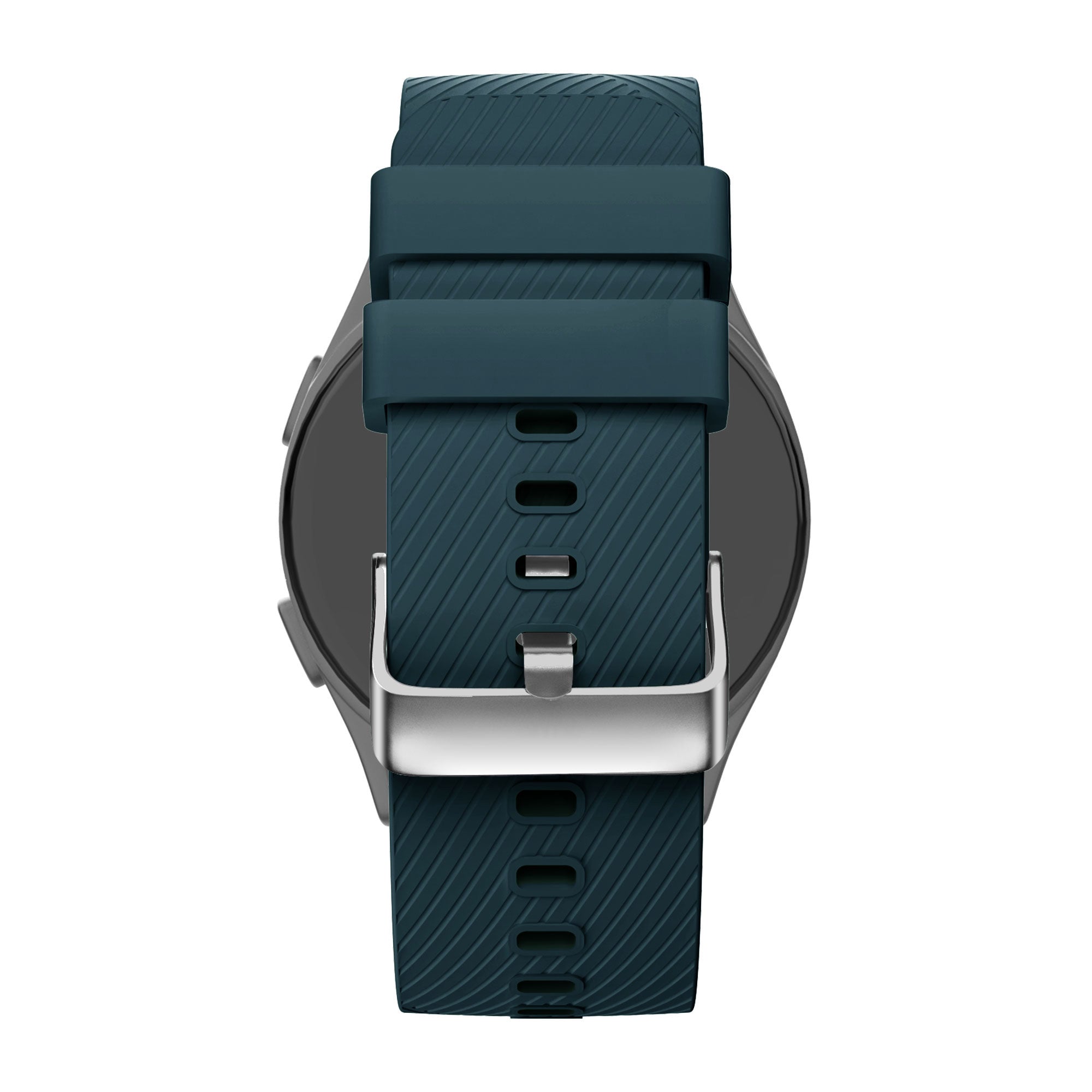 Silicone Strap 'Deluxe', dark green, on a watch, direct rear view