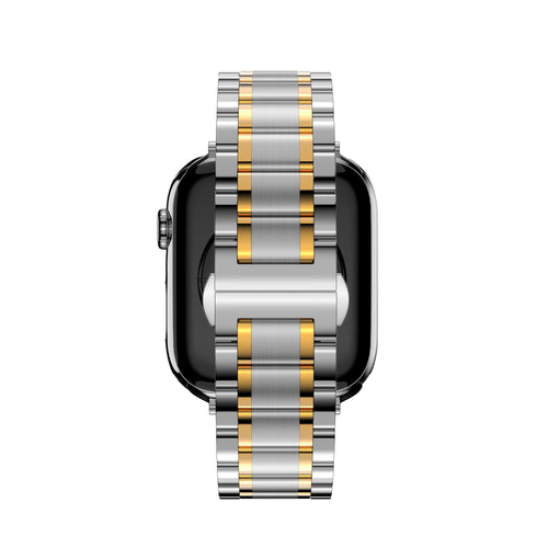 Bandz Apple Watch Ultra stalen schakel band 'Deluxe' (zilver/goud)