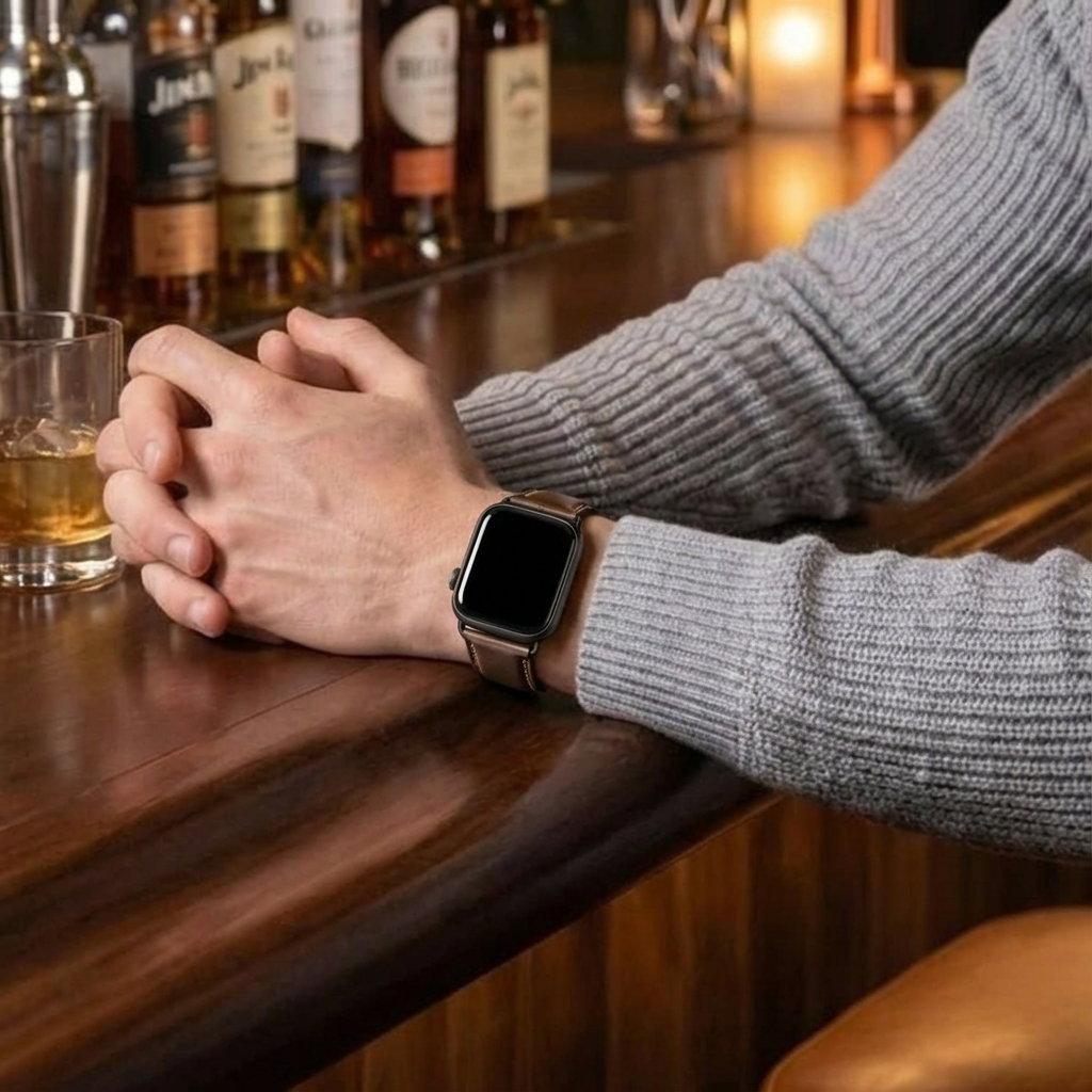 Apple Watch leren band (donkerbruin)