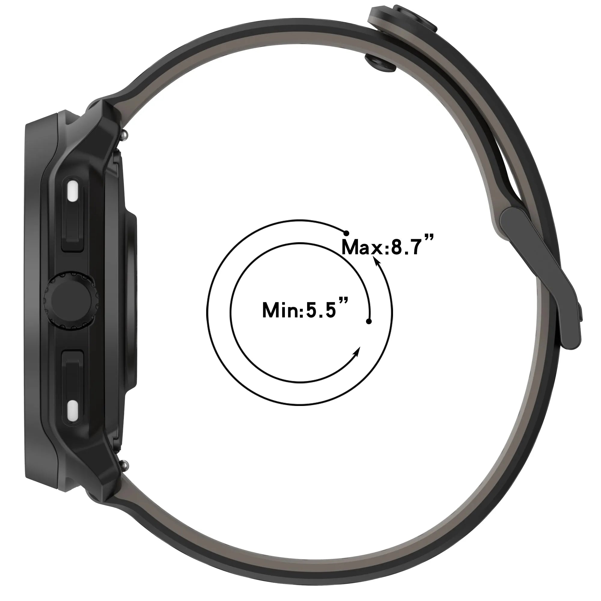 Gard Pro Health Smartwatch 3 - 48mm gestreept siliconen bandje (zwart)