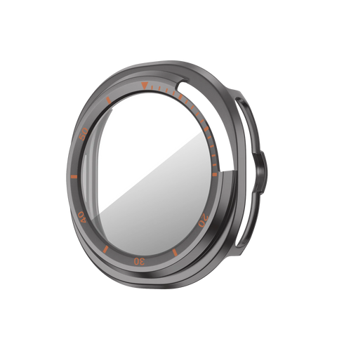 Bandz Samsung Galaxy Watch 8 Classic Bezel Cover with Glass (Titanium Grey/Orange)